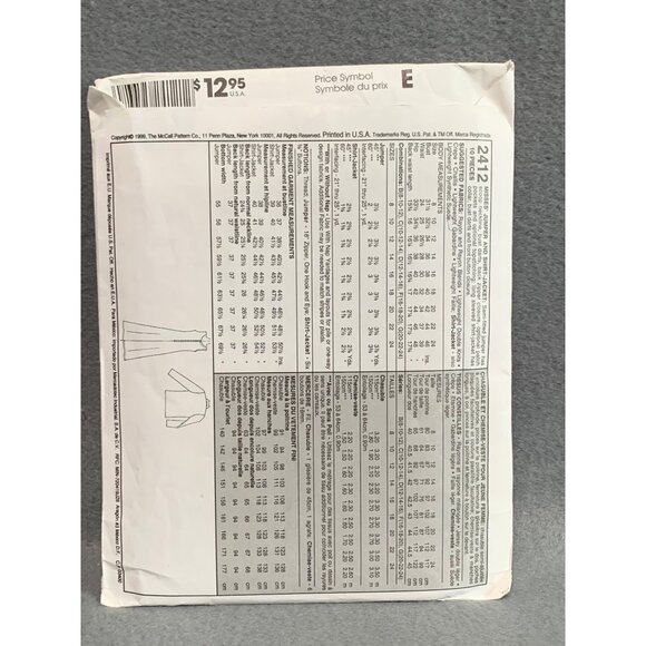 Easy McCalls Womens Jumper Dress Pattern 2412 Size 6-12 - Picture 2 of 2